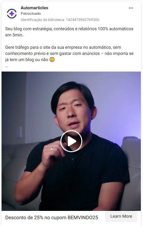 Preview de anuncio analisado na Noctral